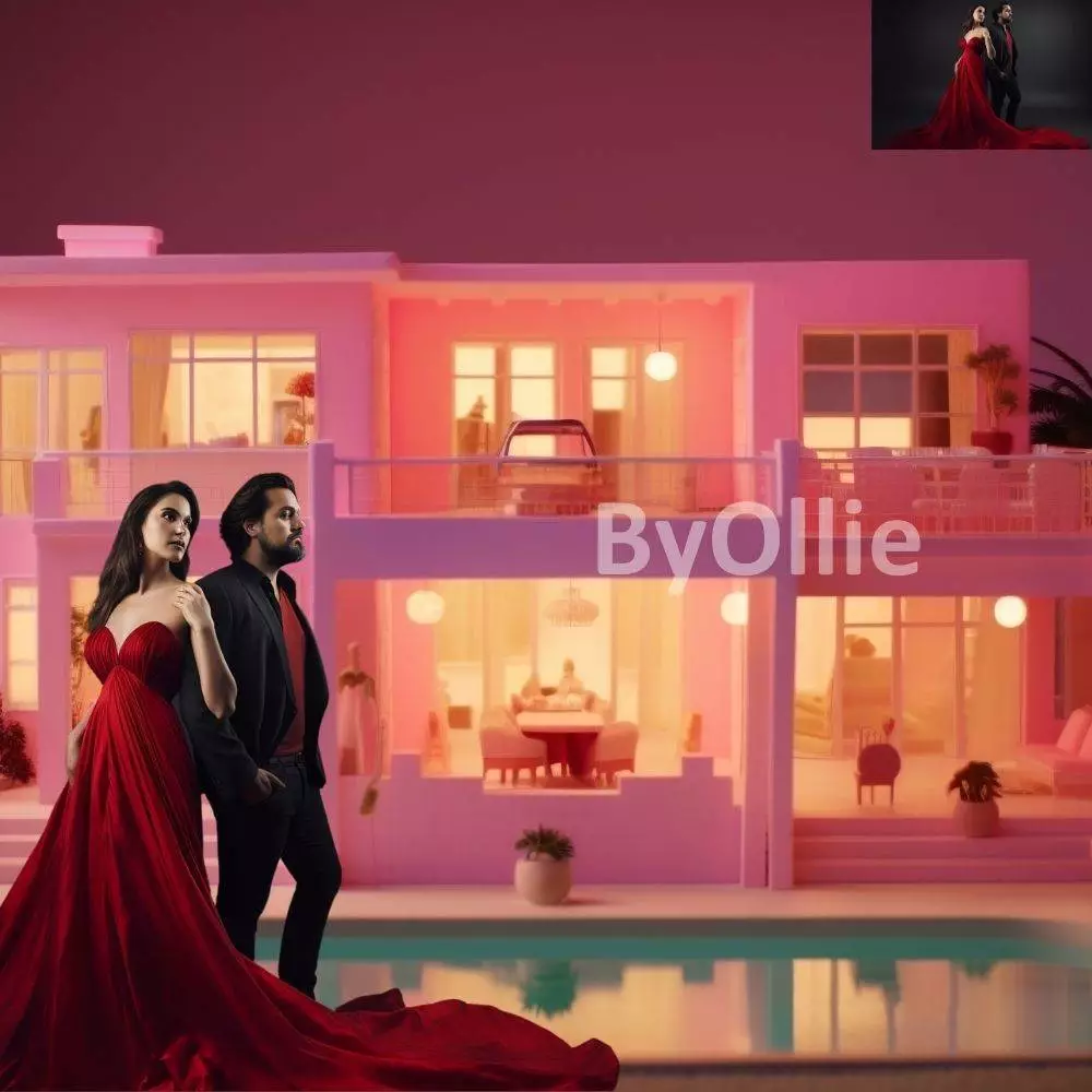 4 Malibu Girls Teens Chic Pink Beach Dollhouse Pool, Dream Mansion Pool House kids Digital Party Aesthetic Photo Backdrop Background Overlay - Image 3