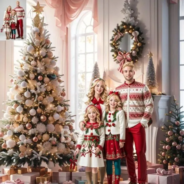 10 Holiday Digital Backdrops Family Cozy Christmas Tree Beautiful House Mansion Kid Digital Portrait Photography Backgrounds Photoshop - Image 4