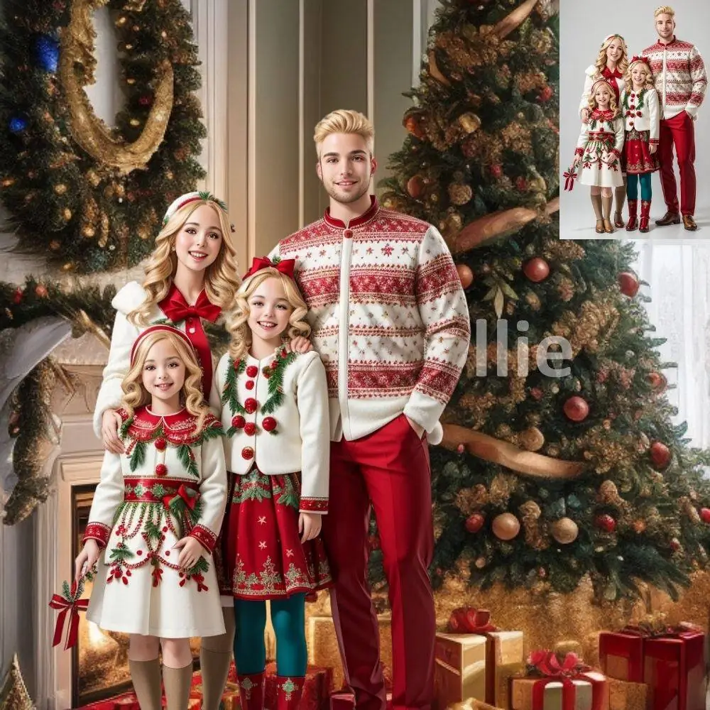 10 Holiday Digital Backdrops Family Cozy Christmas Tree Beautiful House Mansion Kid Digital Portrait Photography Backgrounds Photoshop - Image 5