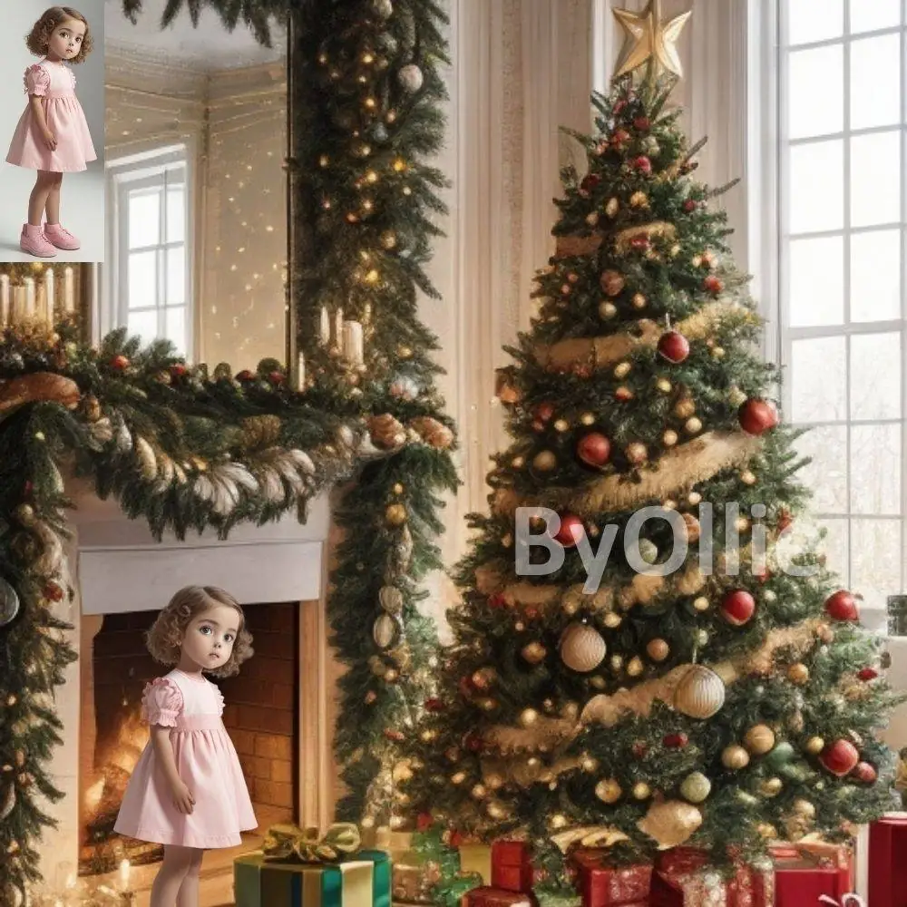 10 Holiday Digital Backdrops Family Cozy Christmas Tree Beautiful House Mansion Kid Digital Portrait Photography Backgrounds Photoshop - Image 6