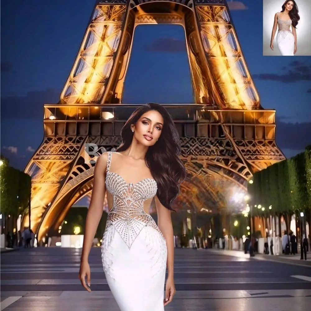 Eiffel Tower Paris France, Couple Honeymoon Vacation Wedding Debutante Chic Studio Aesthetic Digital Photography Backdrop Background Overlay - Image 6