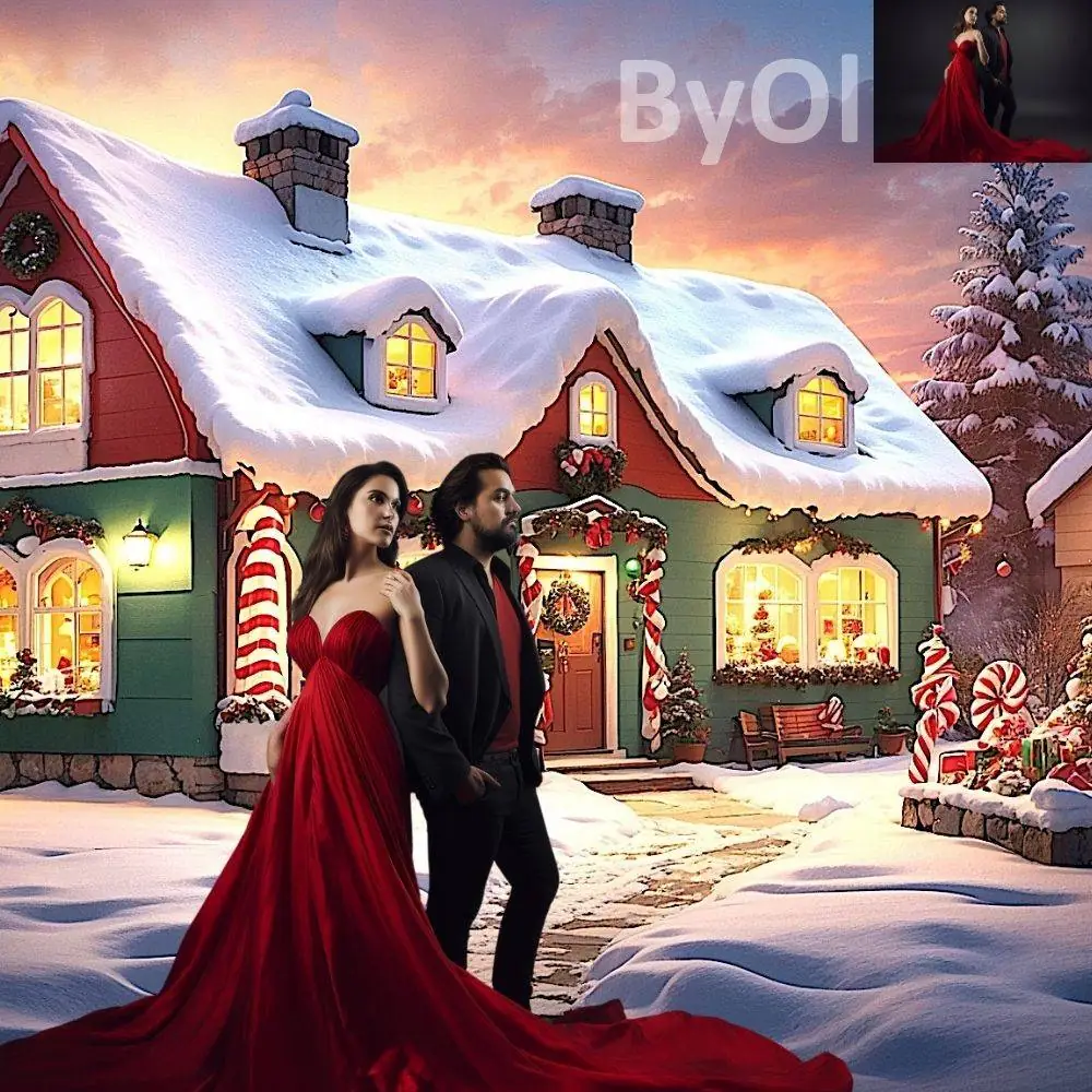 10 Winter Snow Christmas Digital Backdrops | Village House Santa Victorian Scene Backgrounds Replacement Family Photo Composite Photoshop - Image 8