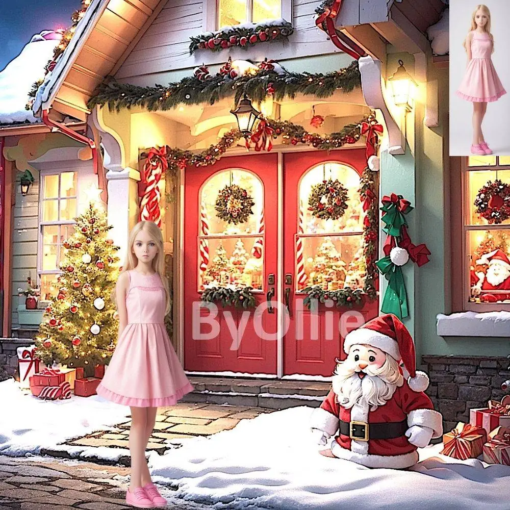10 Winter Snow Christmas Digital Backdrops | Village House Santa Victorian Scene Backgrounds Replacement Family Photo Composite Photoshop - Image 9