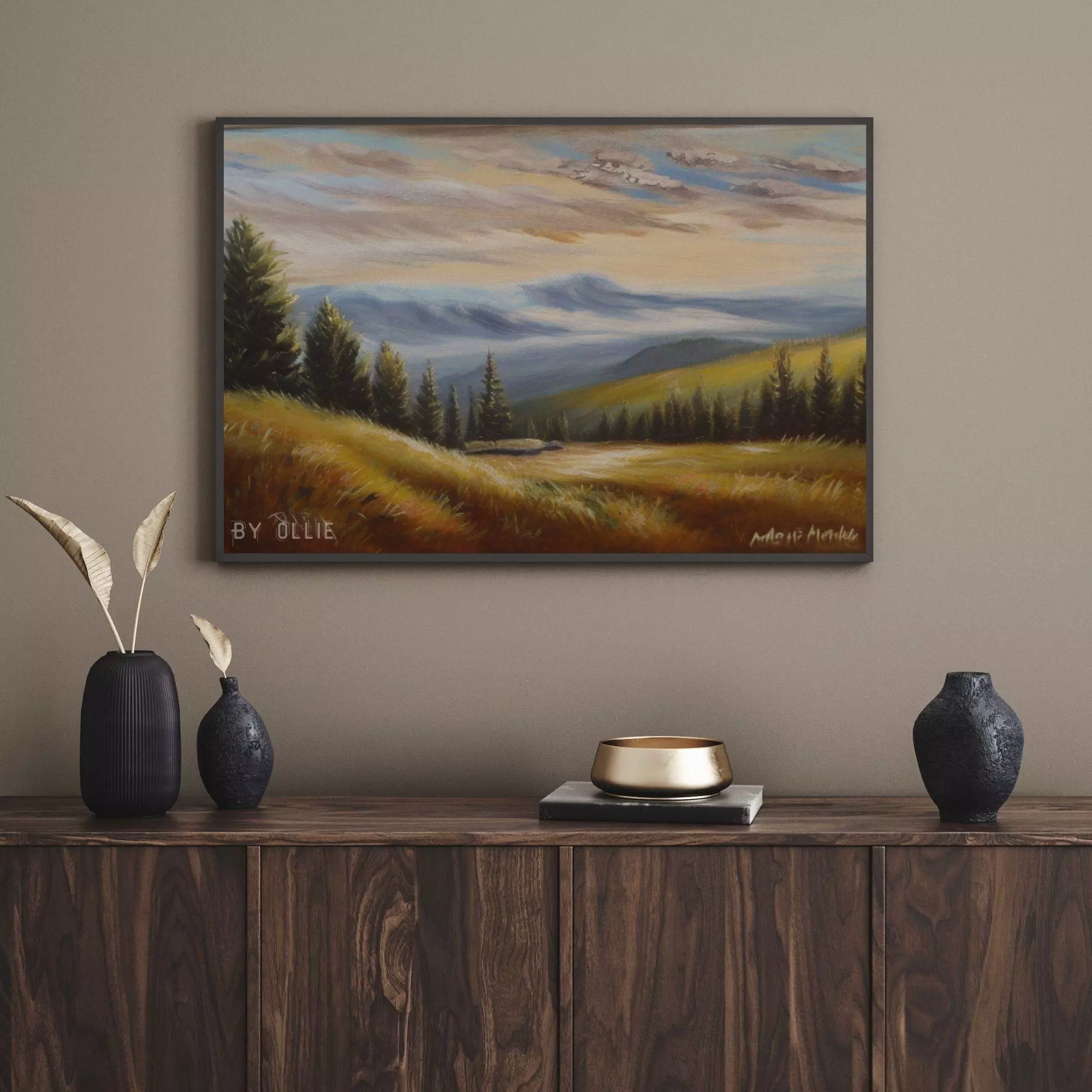 Rustic Mountain Oil Painting | Vintage Landscape Digital Print | Downloadable PRINTABLE | Digital Art | Digital Painting - Image 3