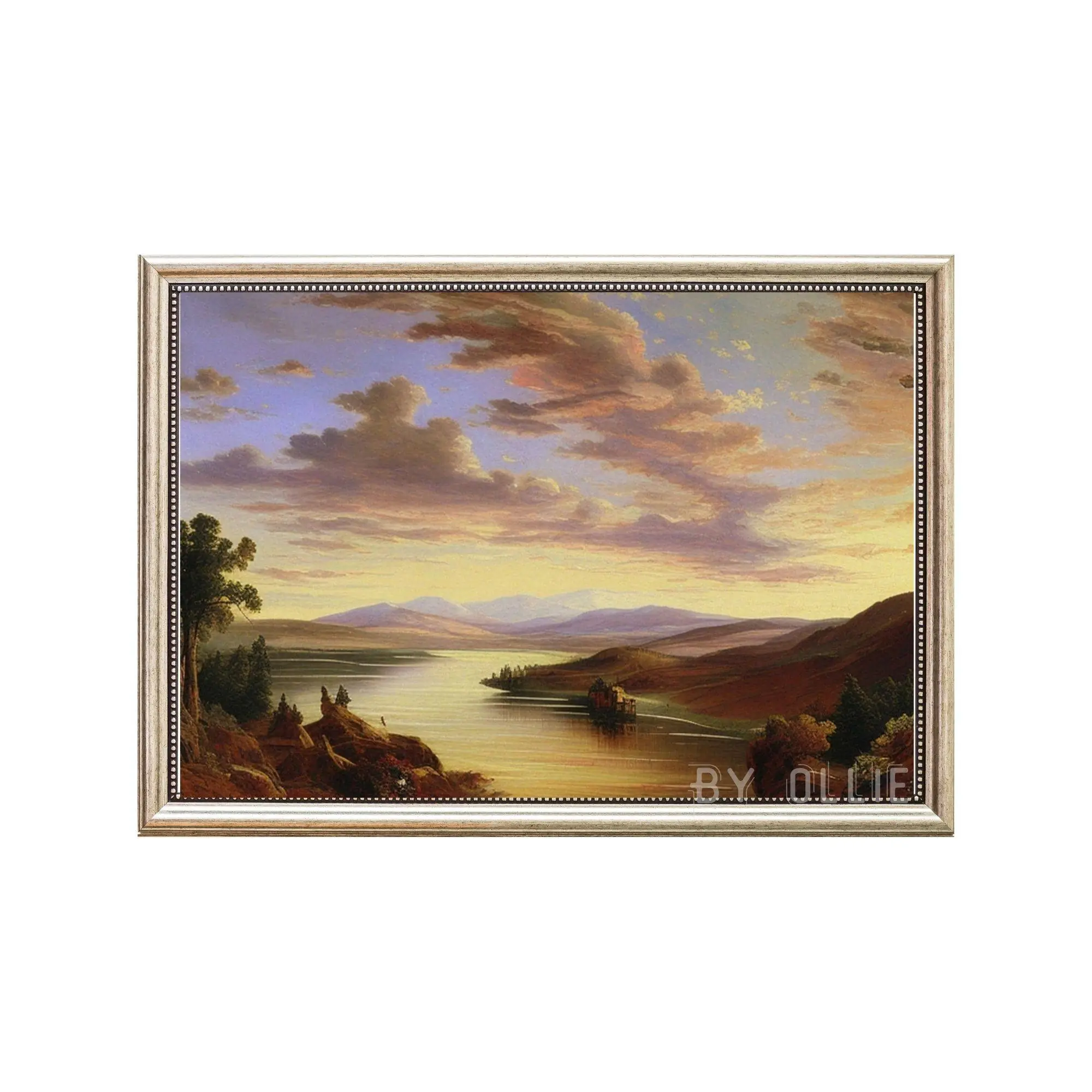 Digital Oil Painting Autumn Landscape Oil Painting | Vintage Rustic Country Decor Digital Art PRINTABLE | Sky Lake Mountain View - Image 2