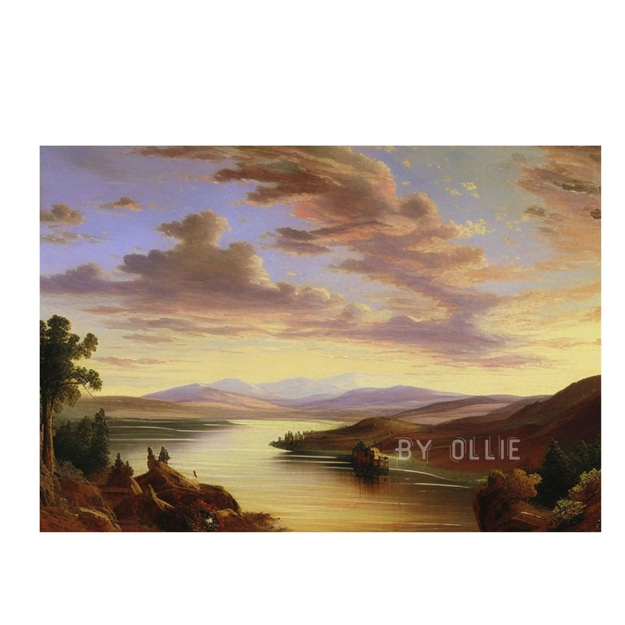 Digital Oil Painting Autumn Landscape Oil Painting | Vintage Rustic Country Decor Digital Art PRINTABLE | Sky Lake Mountain View - Image 3