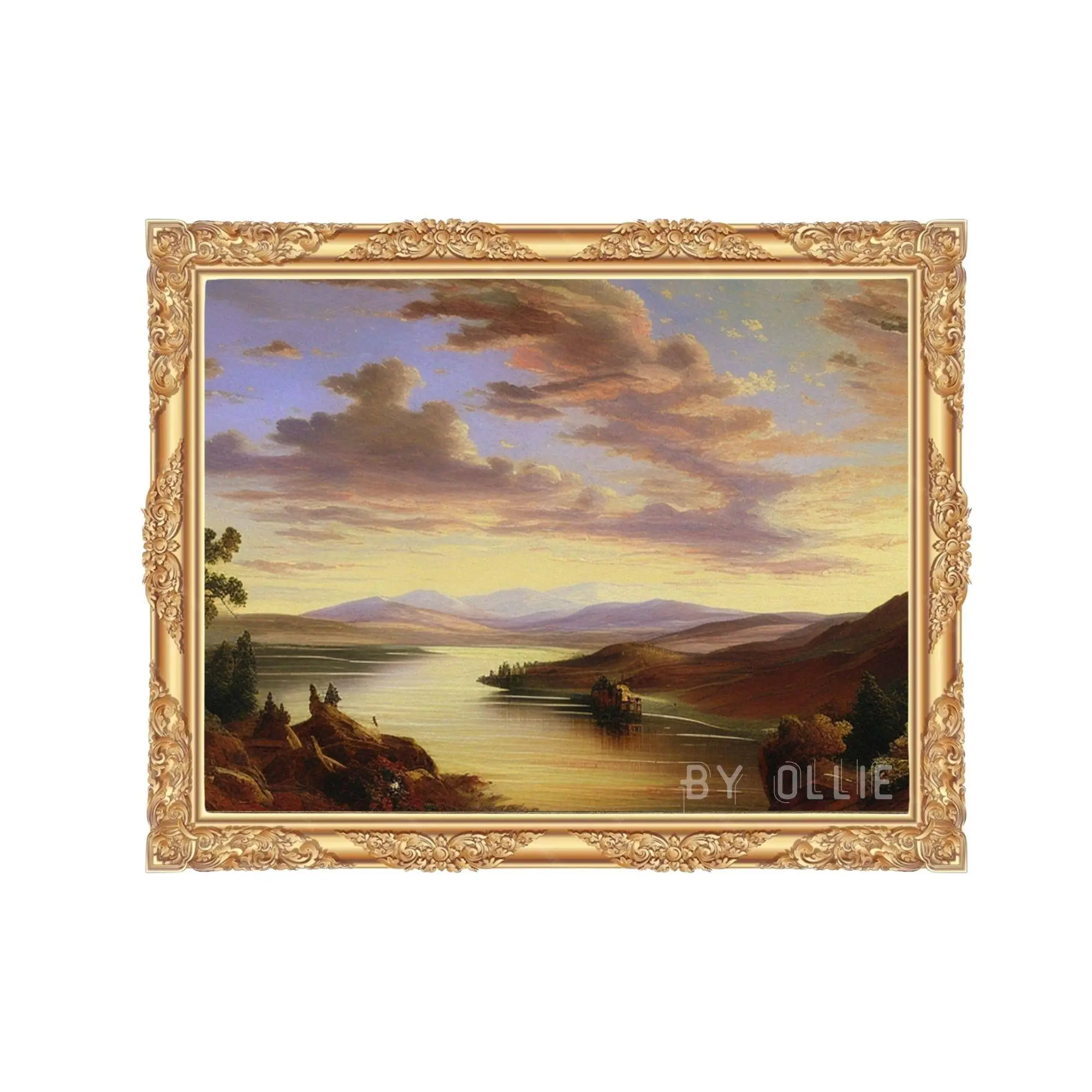 Digital Oil Painting Autumn Landscape Oil Painting | Vintage Rustic Country Decor Digital Art PRINTABLE | Sky Lake Mountain View - Image 4