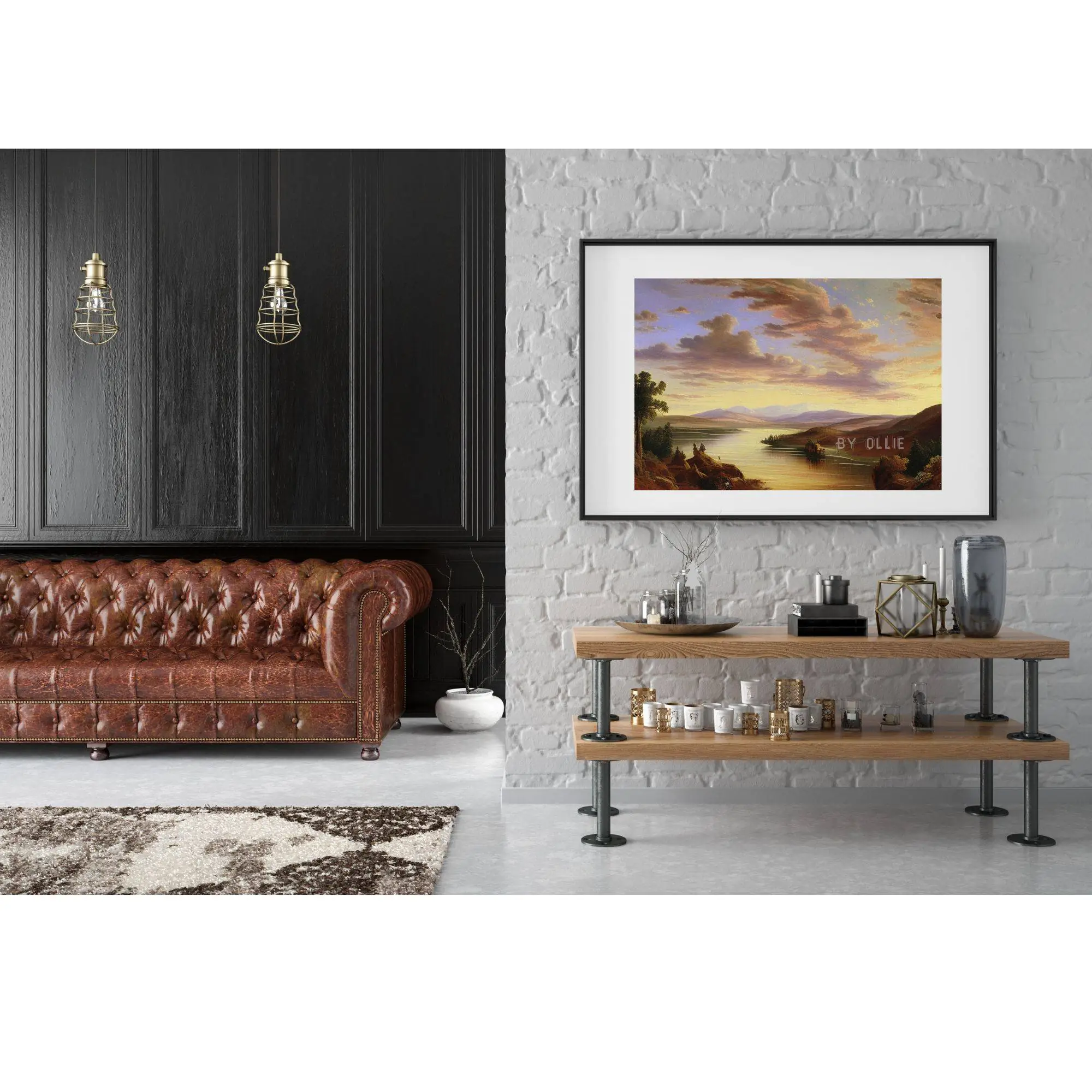 Digital Oil Painting Autumn Landscape Oil Painting | Vintage Rustic Country Decor Digital Art PRINTABLE | Sky Lake Mountain View - Image 5