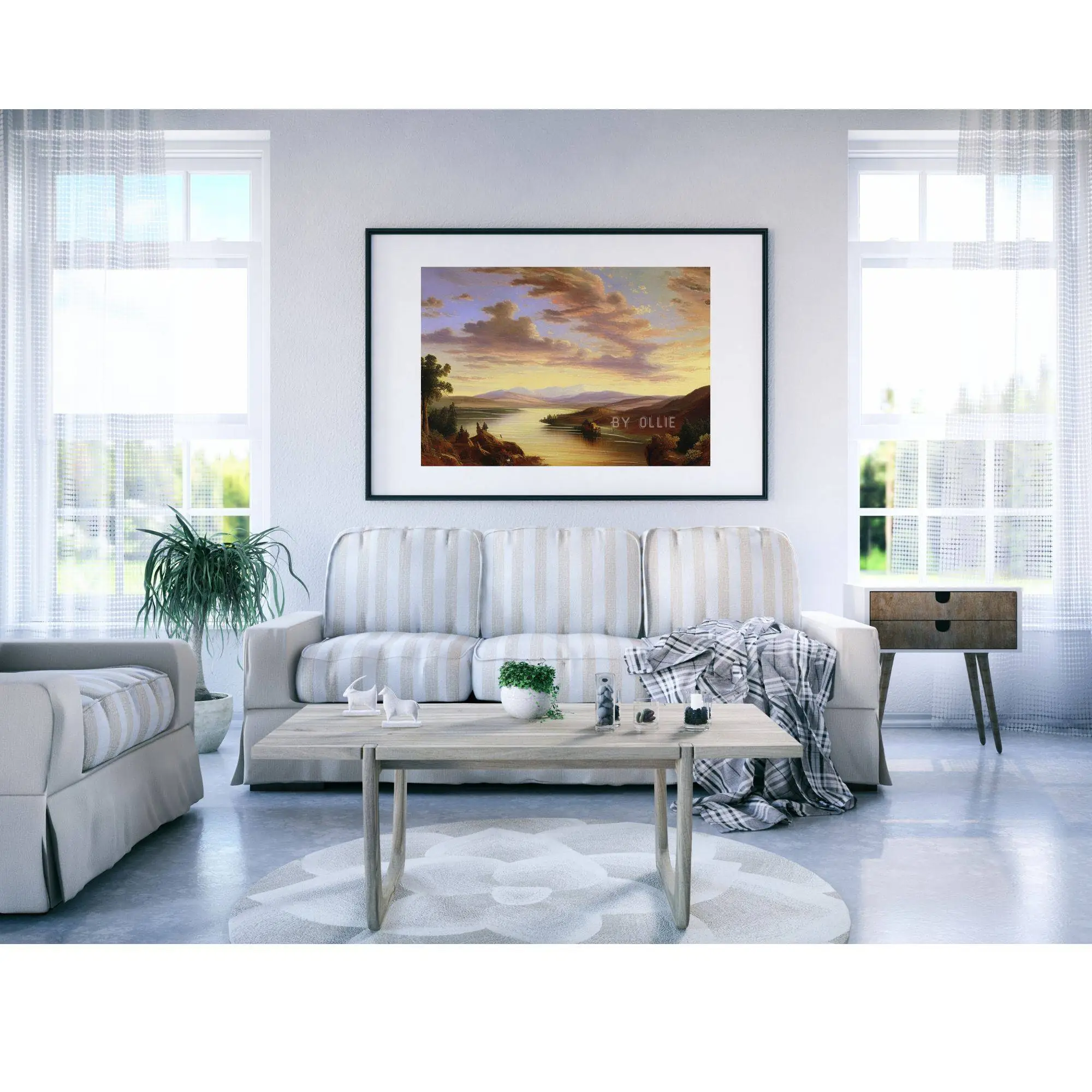 Digital Oil Painting Autumn Landscape Oil Painting | Vintage Rustic Country Decor Digital Art PRINTABLE | Sky Lake Mountain View - Image 7