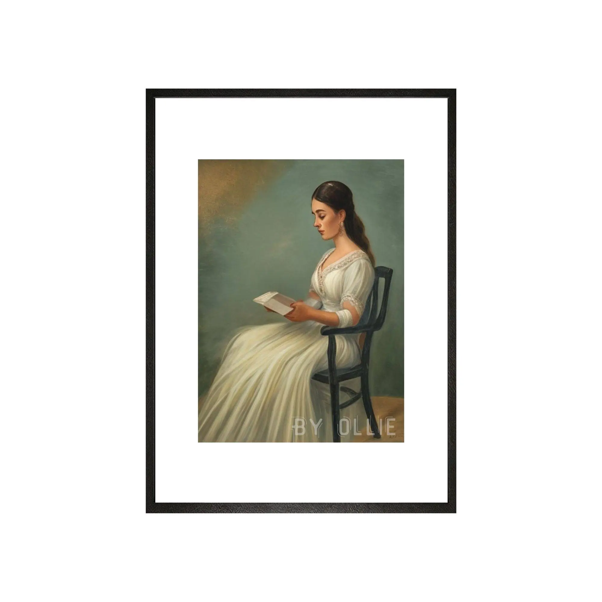 Wall Art Antique Portrait Woman Reading Painting Vintage Print Bedroom Wall Decor Digital PRINTABLE Young Girl Reading Digital Wall Art - Image 3