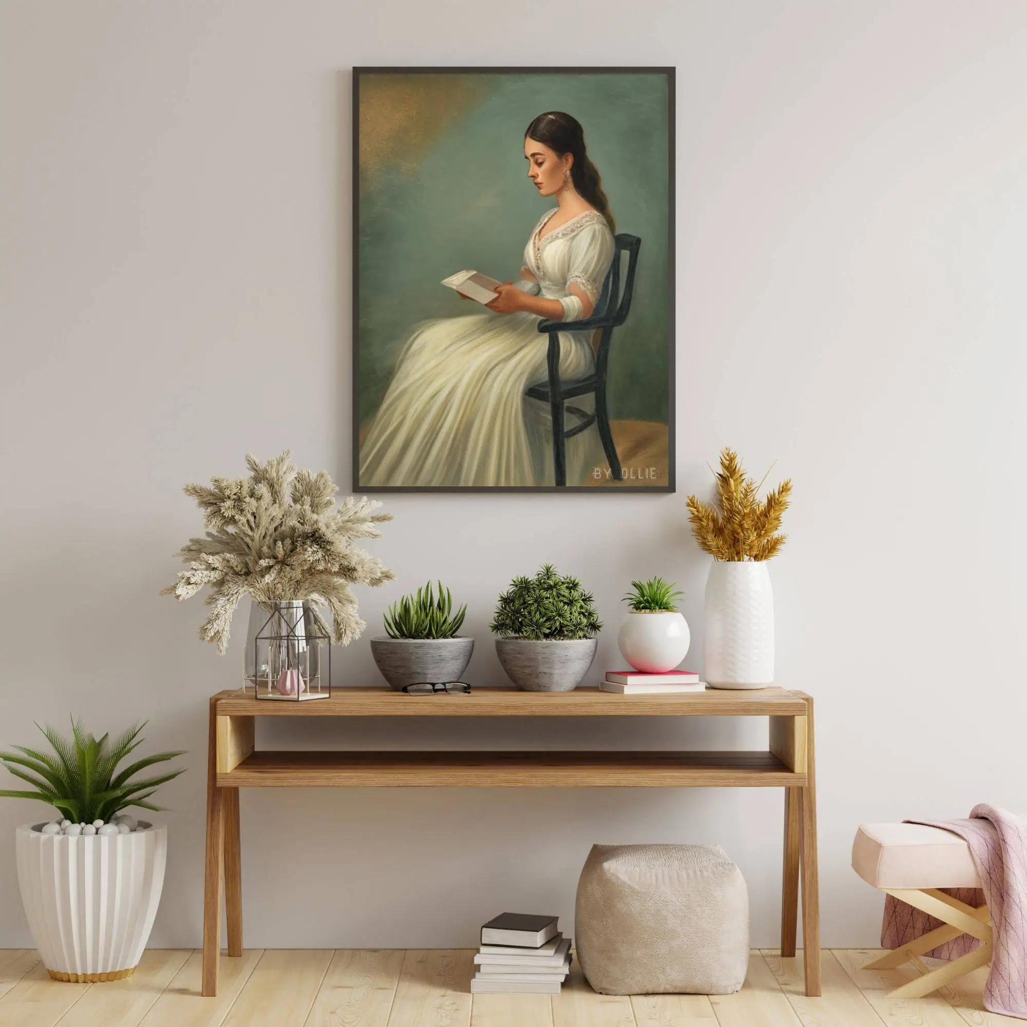Wall Art Antique Portrait Woman Reading Painting Vintage Print Bedroom Wall Decor Digital PRINTABLE Young Girl Reading Digital Wall Art - Image 5