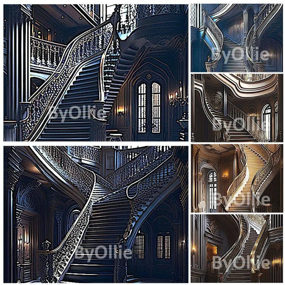 16 Luxe Luxury Ballroom Mansion Royal Castle Grand Stairs Wedding Maternity Digital Backgrounds Texture Photograph Studio Backdrops Overlays - Image 2