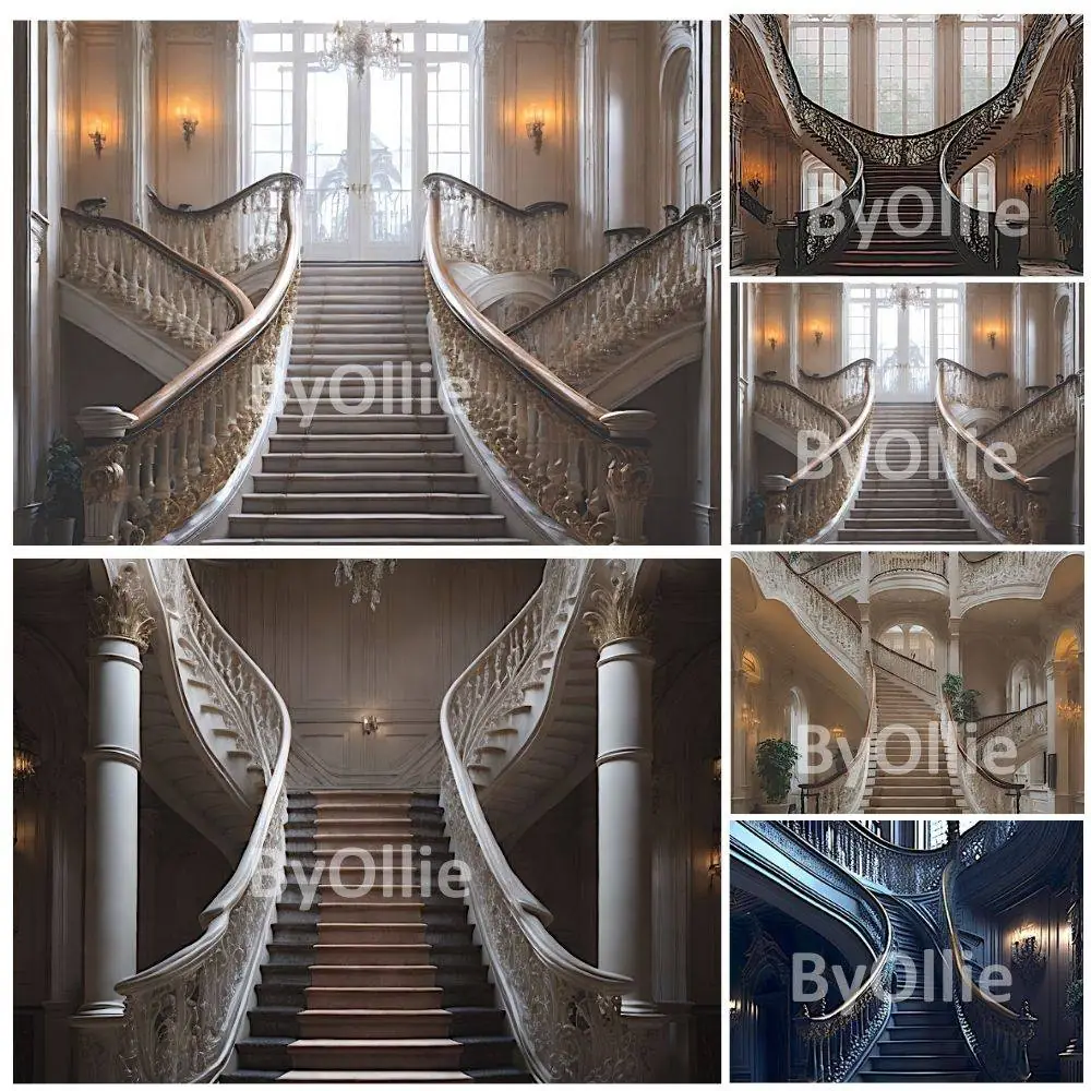 16 Luxe Luxury Ballroom Mansion Royal Castle Grand Stairs Wedding Maternity Digital Backgrounds Texture Photograph Studio Backdrops Overlays - Image 3