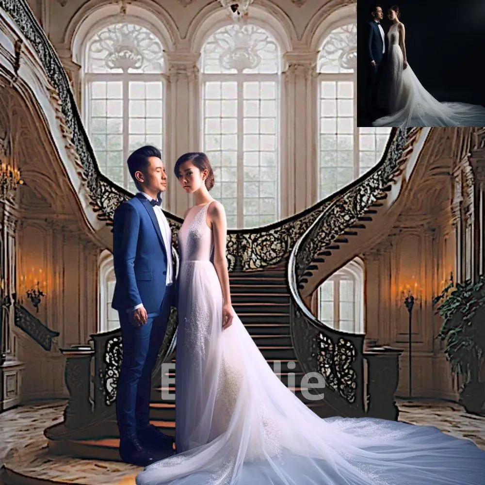 16 Luxe Luxury Ballroom Mansion Royal Castle Grand Stairs Wedding Maternity Digital Backgrounds Texture Photograph Studio Backdrops Overlays - Image 8
