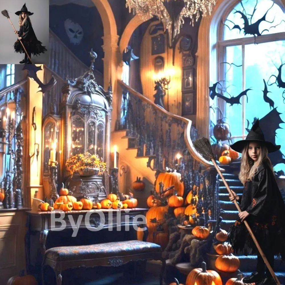12 Halloween Haunted Creepy Scary Rooms Gothic Spooky Trick or Treat Studio CG Castle Digital Backdrops Pumpkin Backgrounds Photo Overlays - Image 6