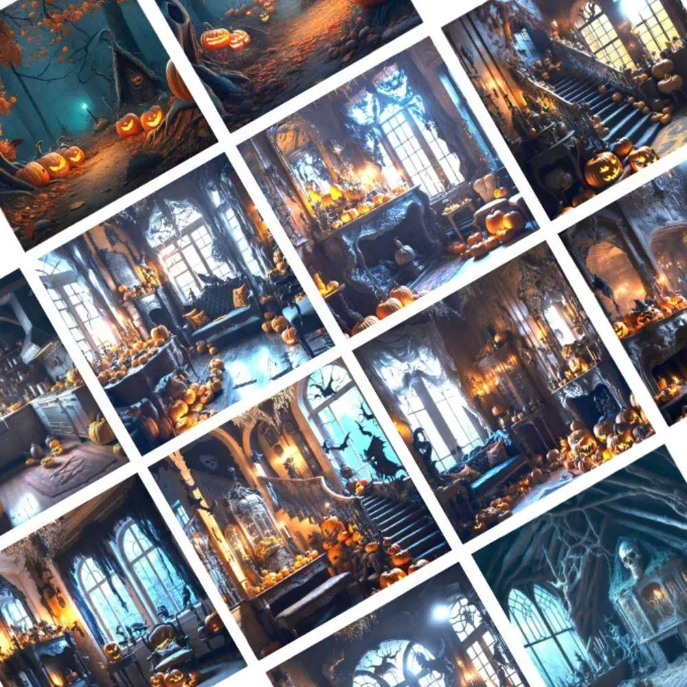 12 Halloween Haunted Creepy Scary Rooms Gothic Spooky Trick or Treat Studio CG Castle Digital Backdrops Pumpkin Backgrounds Photo Overlays - Image 9