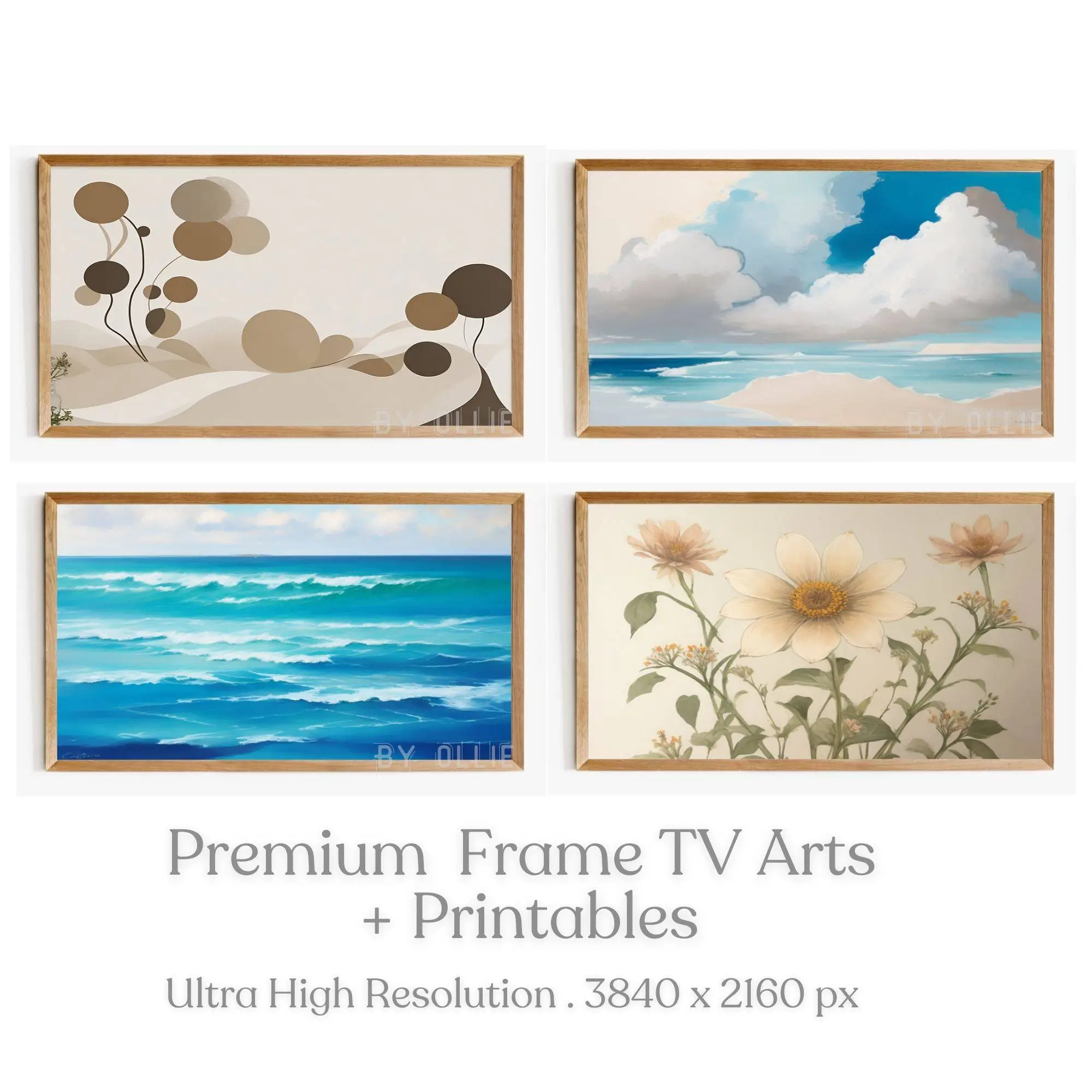 4 Bundle Lg Frame TV Modern Seascape Painting Abstract Coastal Ocean DIGITAL TV Art Printable Wildflower Landscape Vintage Art Print - Image 2