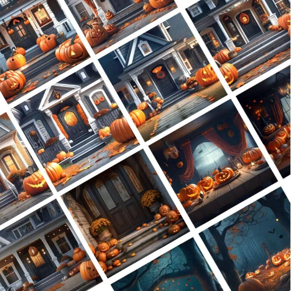 9 Halloween Haunted Creepy Scary Rooms Gothic Spooky Trick or Treat Studio CG Castle Digital Backdrops Pumpkin Backgrounds Photo Overlays - Image 2