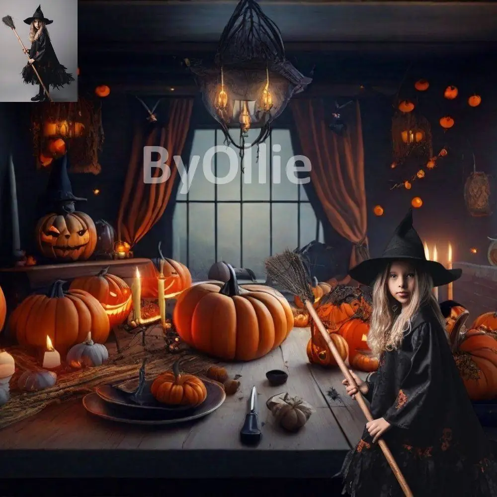 9 Halloween Haunted Creepy Scary Rooms Gothic Spooky Trick or Treat Studio CG Castle Digital Backdrops Pumpkin Backgrounds Photo Overlays - Image 4