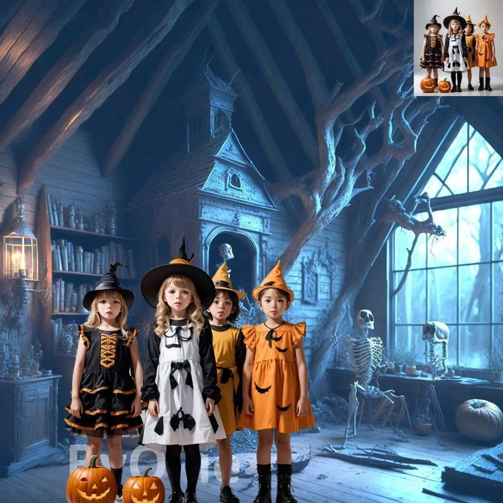 15 Haunted Creepy Halloween Scary Rooms Gothic Spooky Trick or Treat Studio CG Castle Digital Backdrops Pumpkin Backgrounds Photo Overlays - Image 8