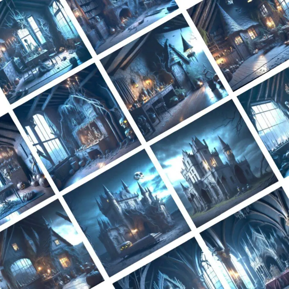 15 Haunted Creepy Halloween Scary Rooms Gothic Spooky Trick or Treat Studio CG Castle Digital Backdrops Pumpkin Backgrounds Photo Overlays - Image 9