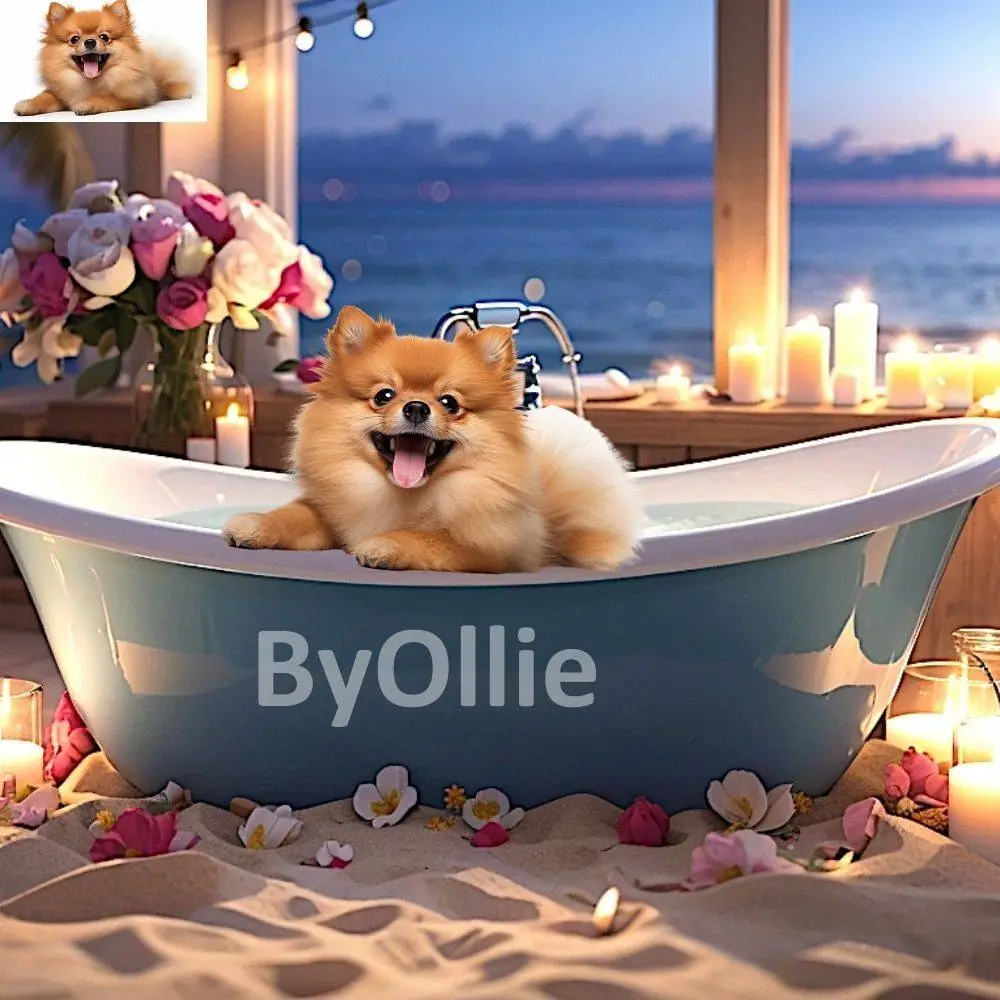 10 My cute happy dog backdrops puppy dog digital backgrounds virtual composite photography dog bathtub beach star sky candles portrait - Image 6