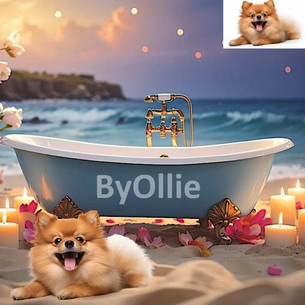 10 My cute happy dog backdrops puppy dog digital backgrounds virtual composite photography dog bathtub beach star sky candles portrait - Image 8