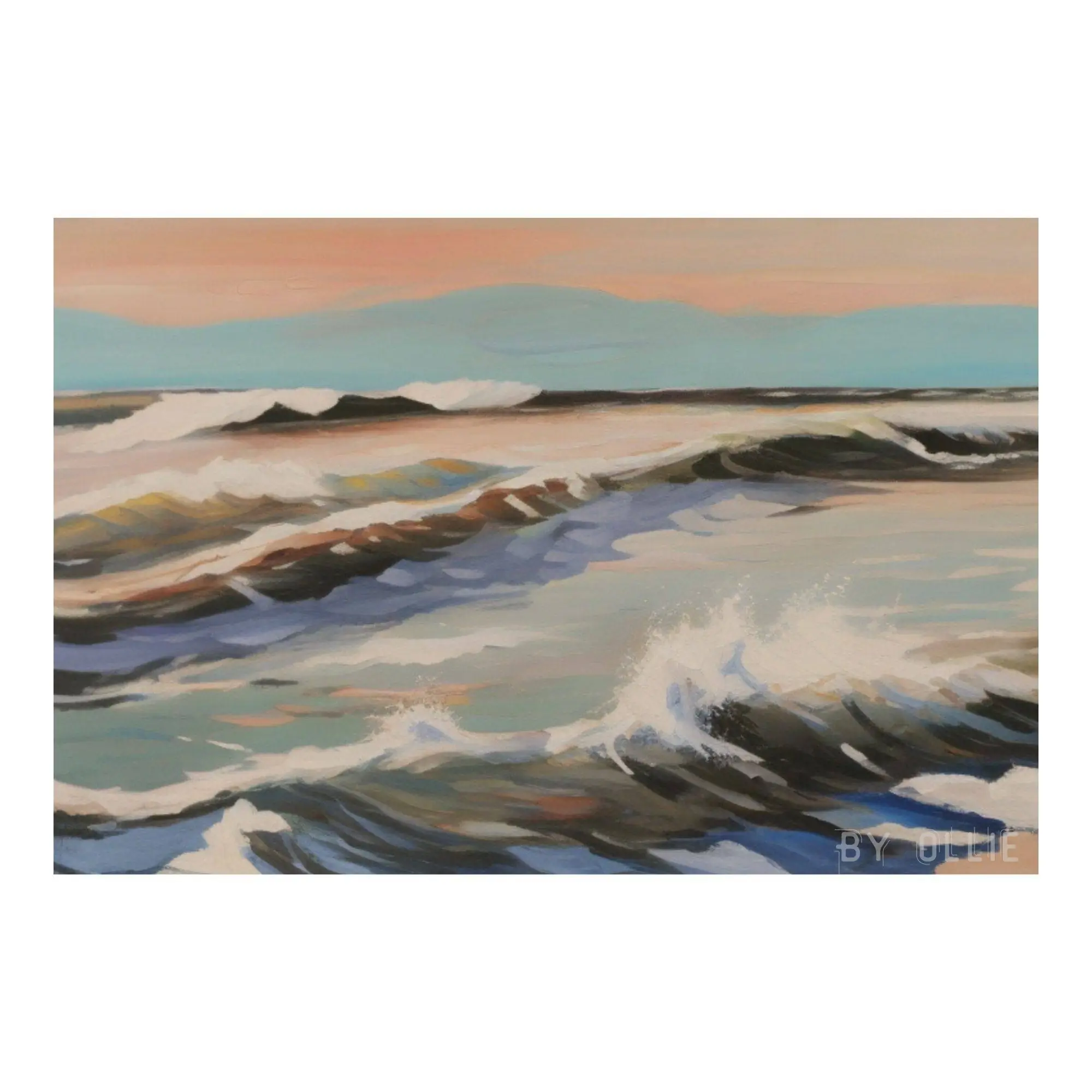 Minimalist Vintage Coastal Rustic Painting Art DIGITAL Painting | Sky Waves Painting | Oil Painting | Ocean Painting Beach Digital Wall Art - Image 2