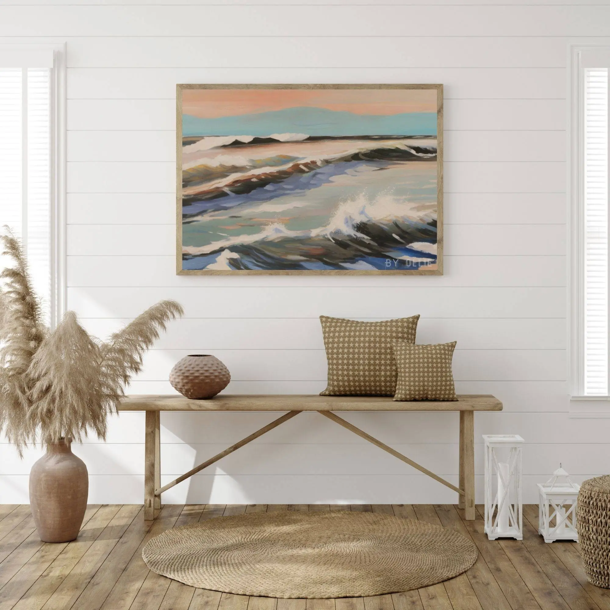 Minimalist Vintage Coastal Rustic Painting Art DIGITAL Painting | Sky Waves Painting | Oil Painting | Ocean Painting Beach Digital Wall Art - Image 3
