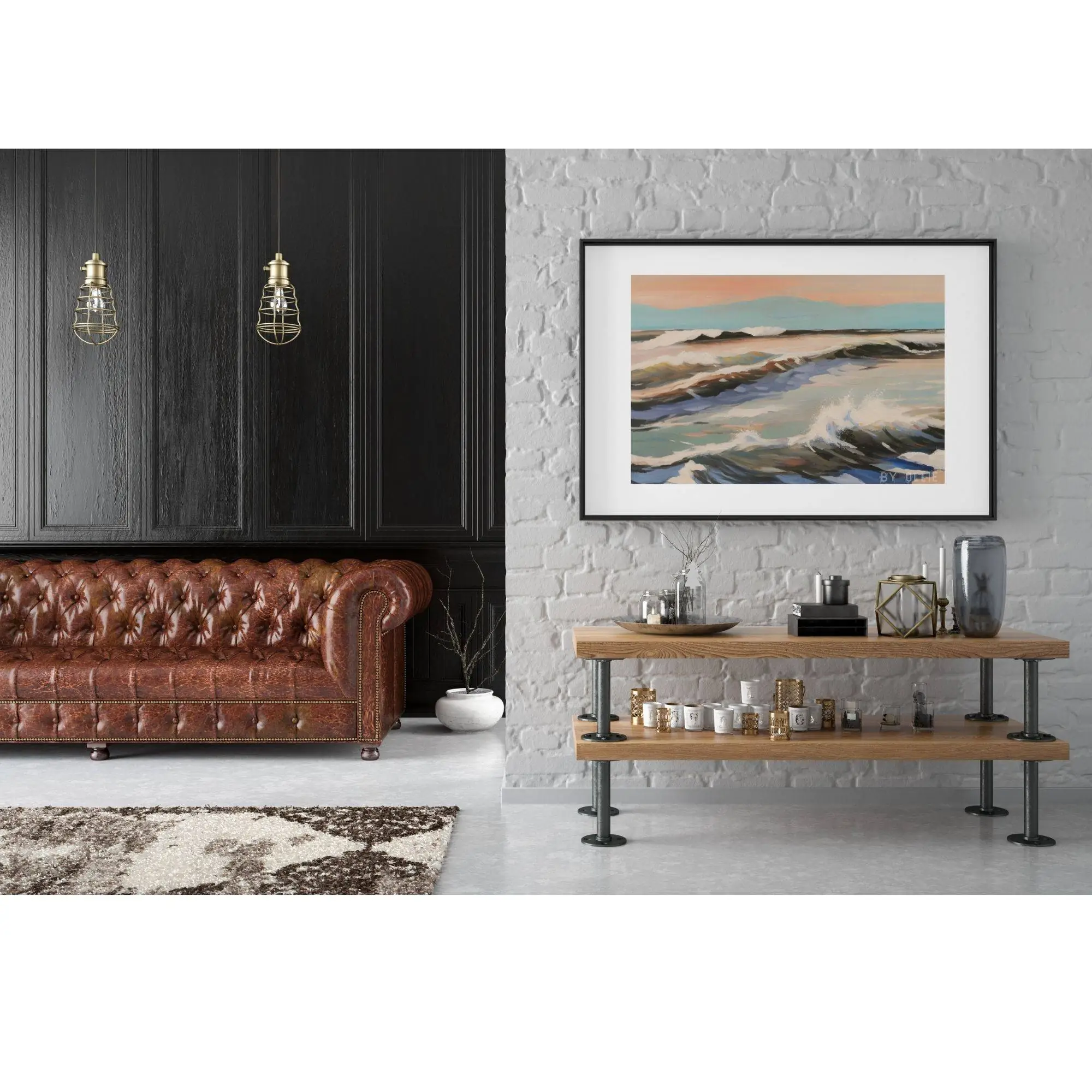 Minimalist Vintage Coastal Rustic Painting Art DIGITAL Painting | Sky Waves Painting | Oil Painting | Ocean Painting Beach Digital Wall Art - Image 4