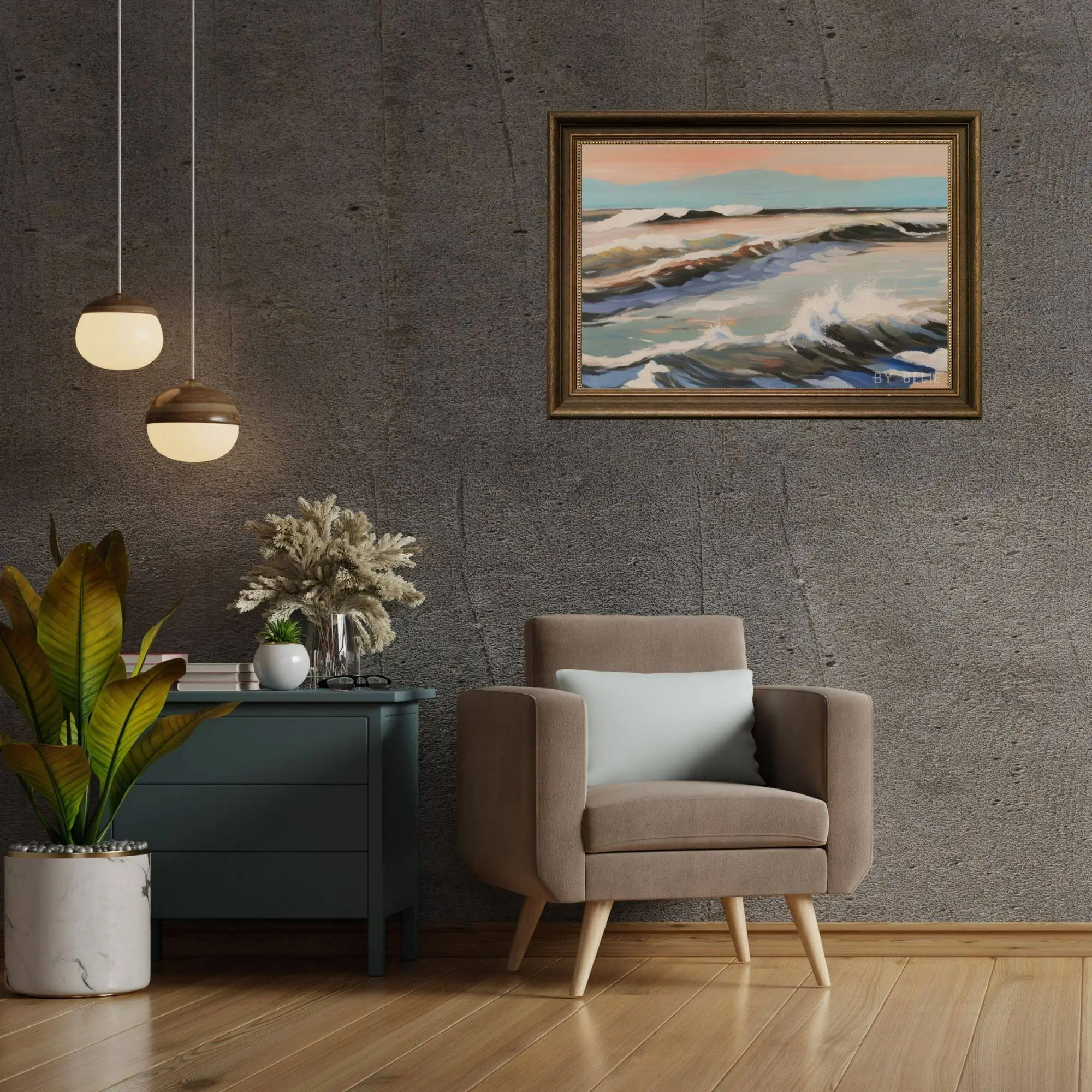 Minimalist Vintage Coastal Rustic Painting Art DIGITAL Painting | Sky Waves Painting | Oil Painting | Ocean Painting Beach Digital Wall Art - Image 5