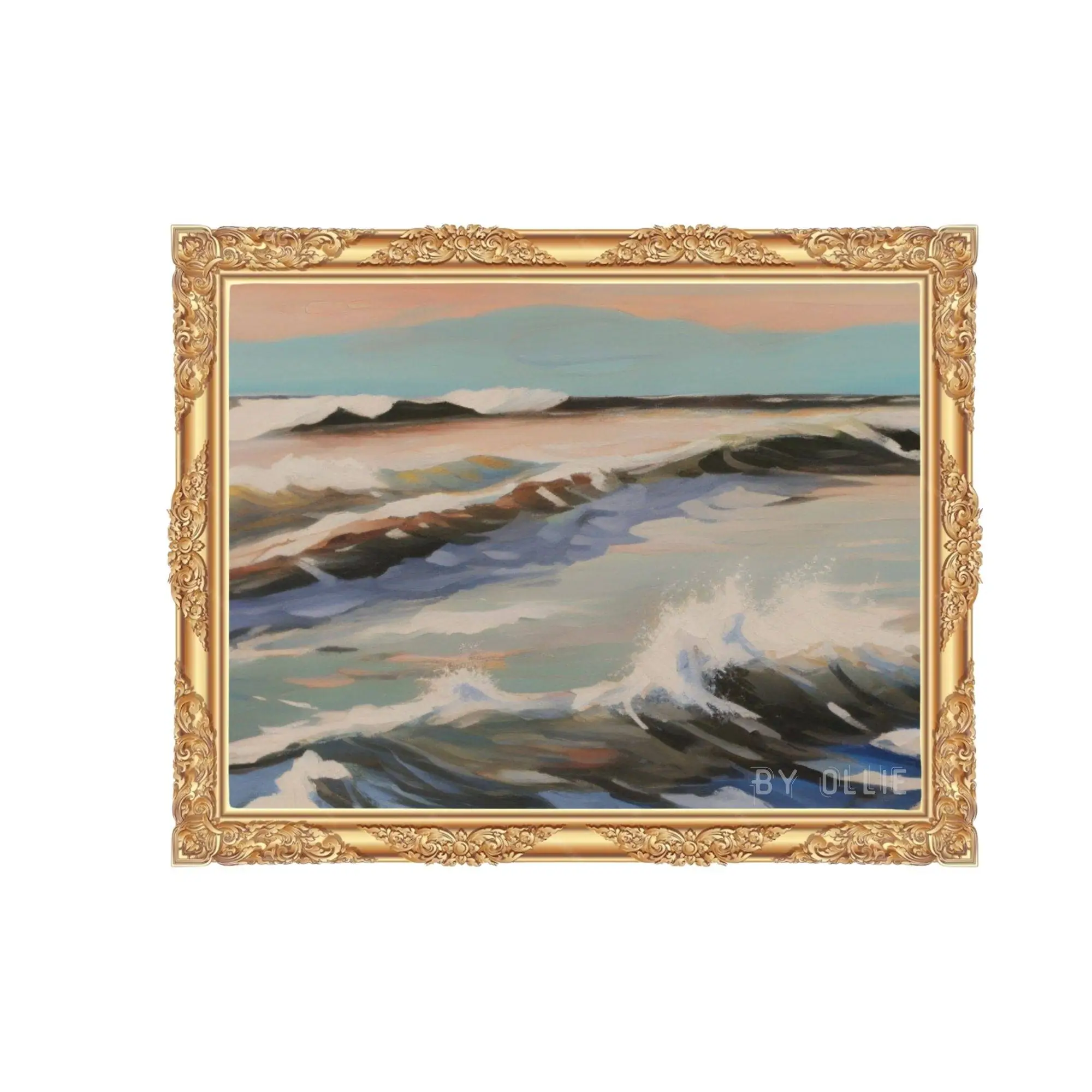 Minimalist Vintage Coastal Rustic Painting Art DIGITAL Painting | Sky Waves Painting | Oil Painting | Ocean Painting Beach Digital Wall Art - Image 6
