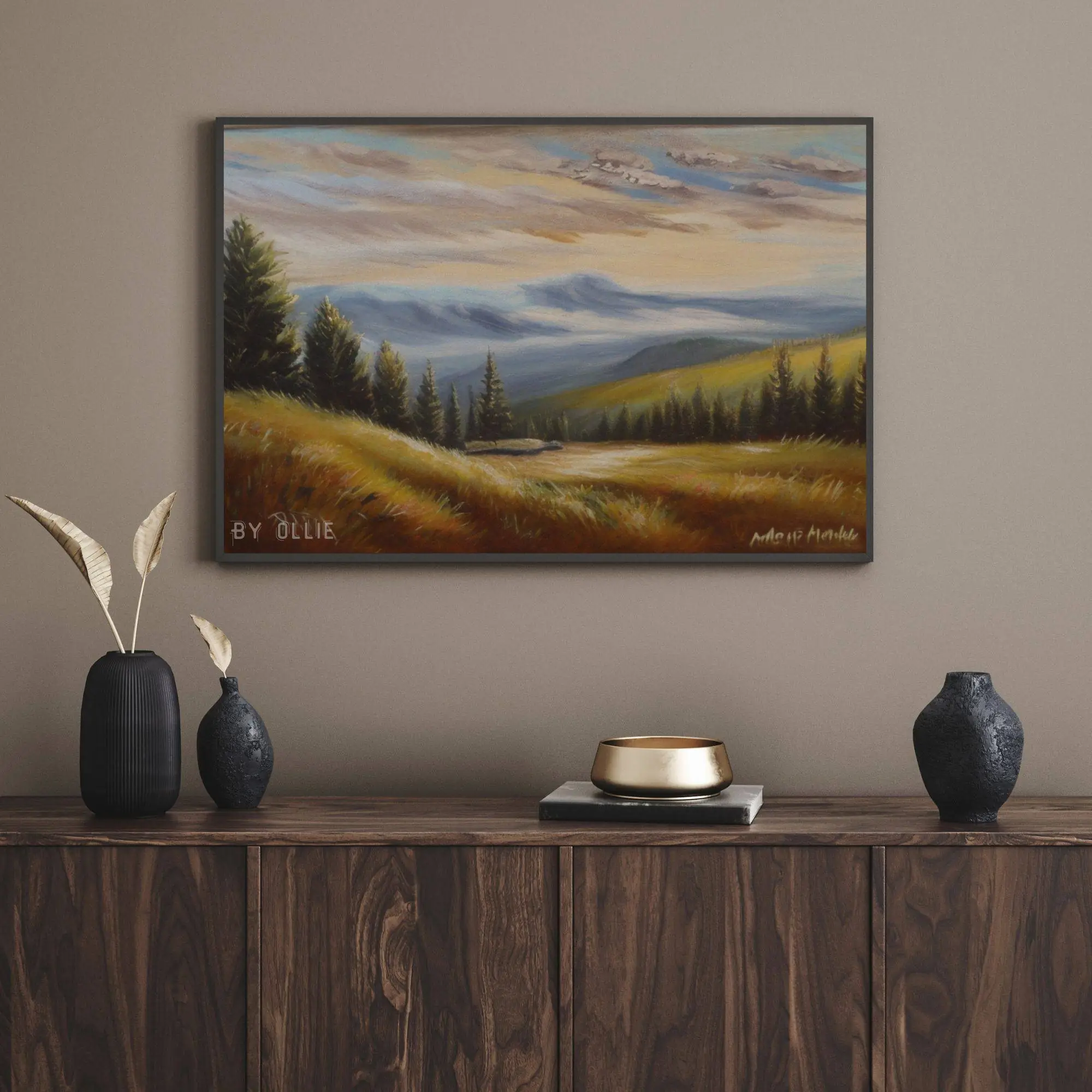 Vintage Christmas Pine Tree Mountain Landscape Painting DIGITAL Download | Oil Painting | Digital Painting | Digital Wall Art for office - Image 5