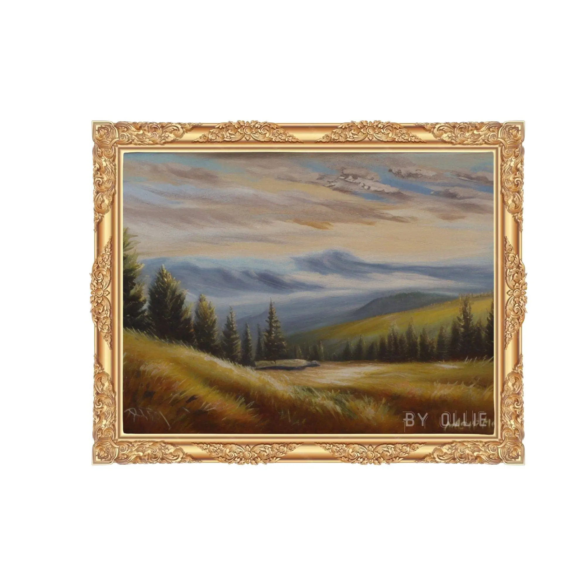 Vintage Christmas Pine Tree Mountain Landscape Painting DIGITAL Download | Oil Painting | Digital Painting | Digital Wall Art for office - Image 6
